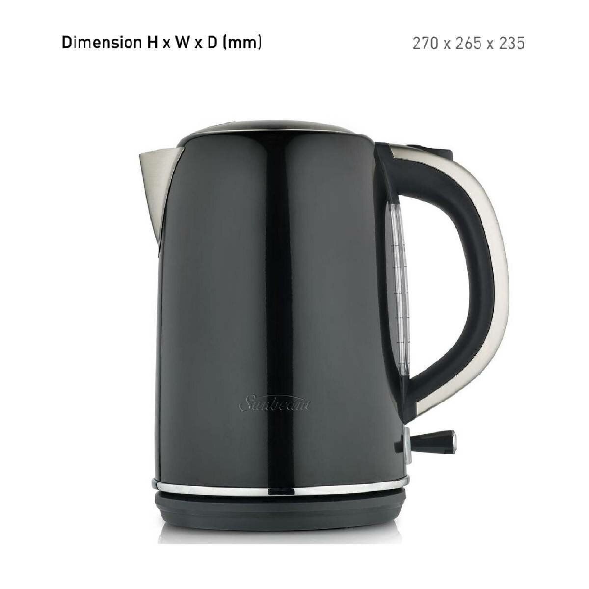 Sunbeam 1.7l Simply Stylish Black Fast Boil Cordless Kettle V563-KEP4007BK