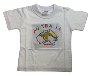 Kids Australia Kangaroo T Shirt Tee Childrens Child 100% Cotton Top - White - 14