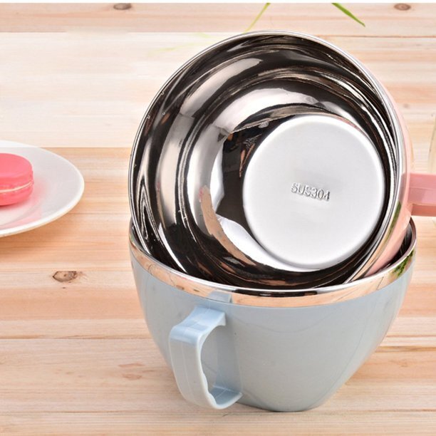 900ml Stainless Steel Instant Noodle Solid Bowl Korean Mi Goreng w Lid & Handle V563-KOR_NOODLEBWL_15CM