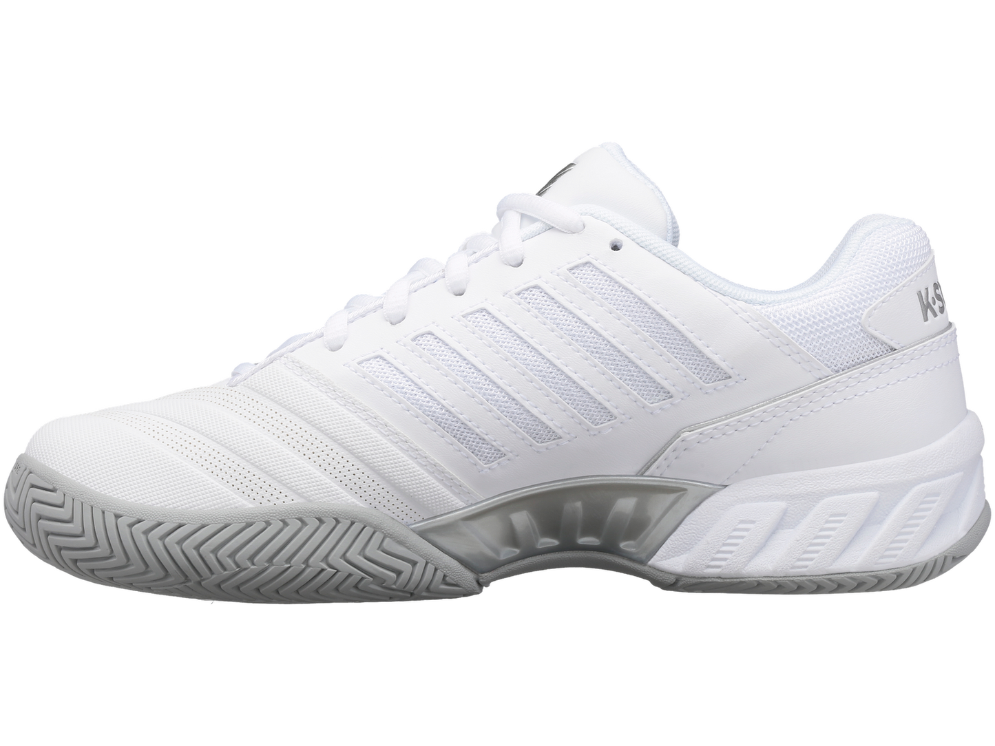 K-Swiss Womens Bigshot 4 AC Tennis Shoes - White/Silver - US 8.5 V563-KSW96989138-85