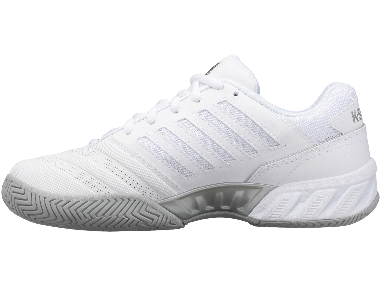 K-Swiss Womens Bigshot 4 AC Tennis Shoes - White/Silver - US 8.5 V563-KSW96989138-85