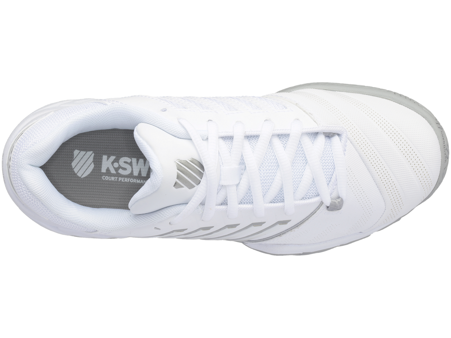 K-Swiss Womens Bigshot 4 AC Tennis Shoes - White/Silver - US 8.5 V563-KSW96989138-85