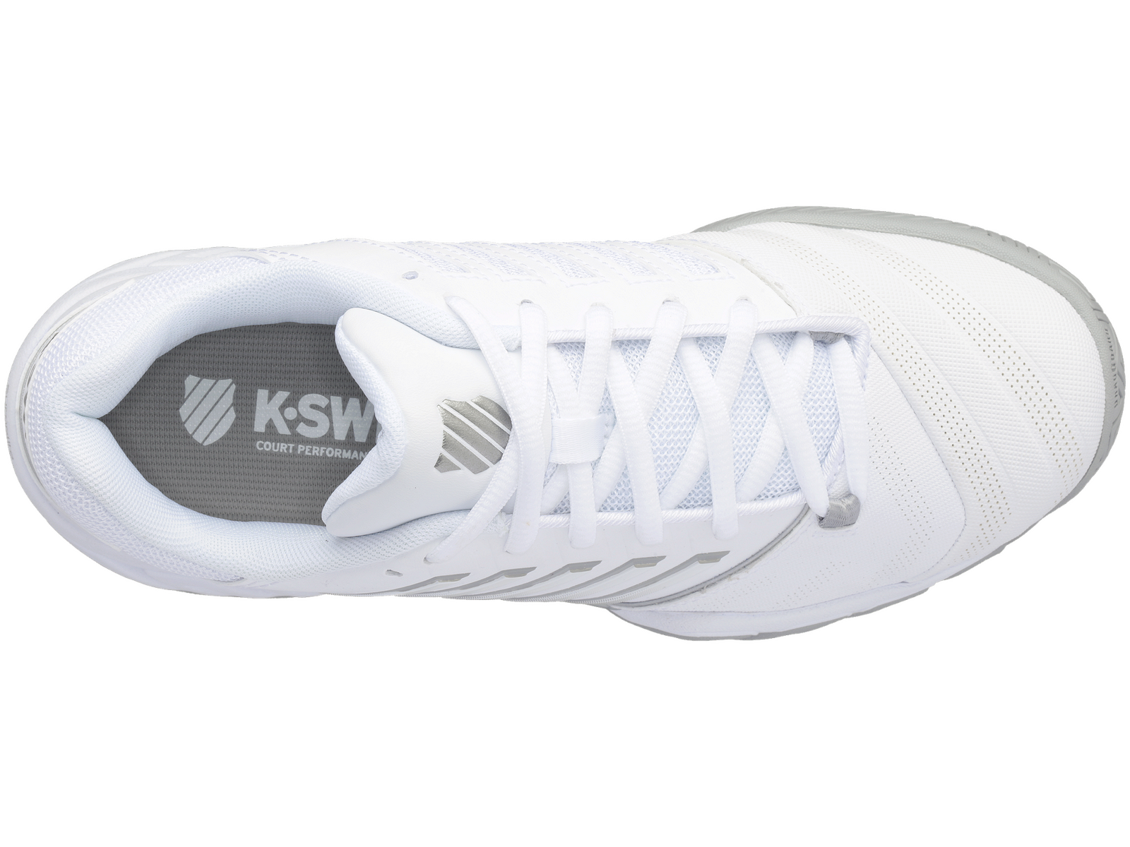 K-Swiss Womens Bigshot 4 AC Tennis Shoes - White/Silver - US 8.5 V563-KSW96989138-85