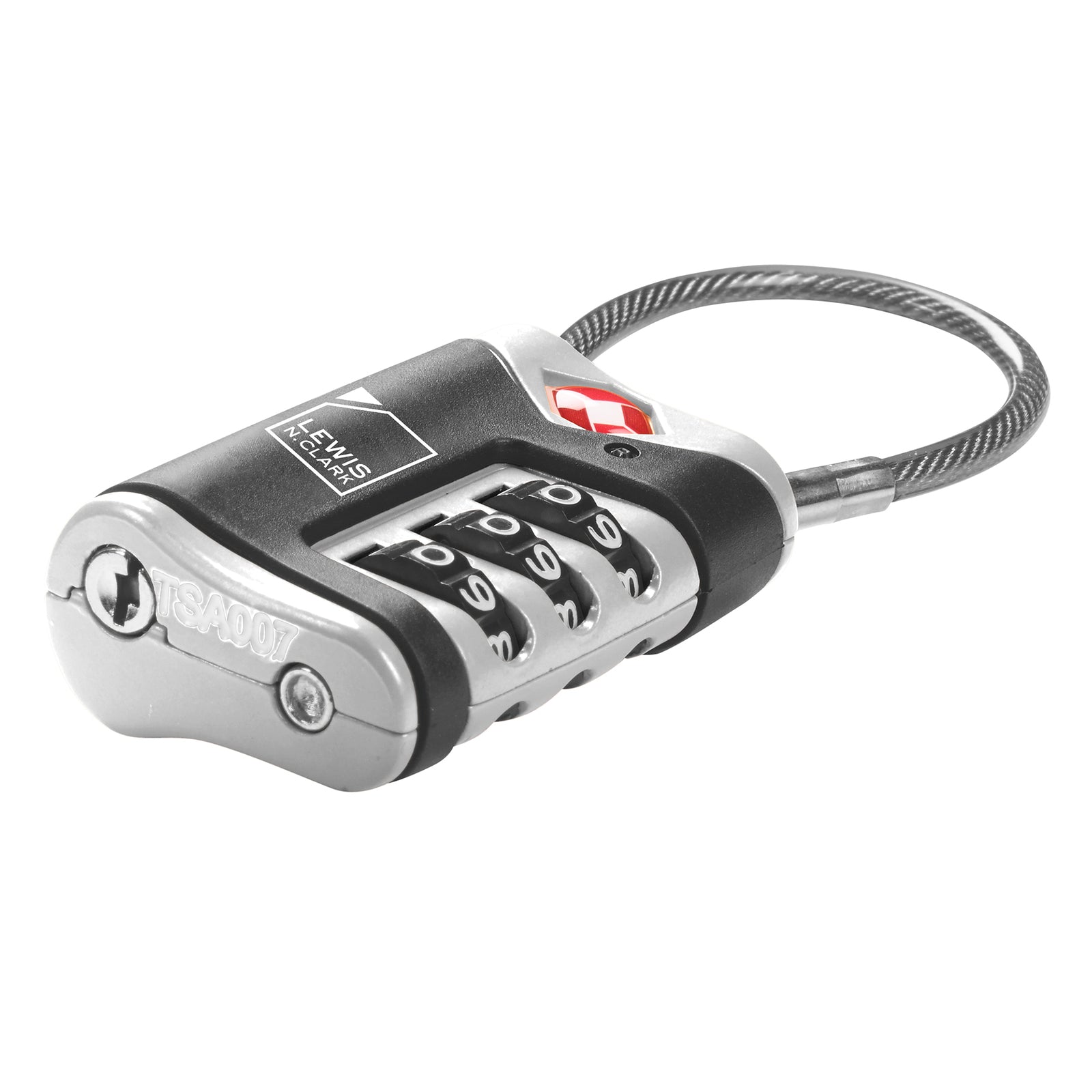 Lewis N. Clark TSA Approved Easy Set Combination Luggage Lock w Steel Cable V563-LC-TSA40-BLK
