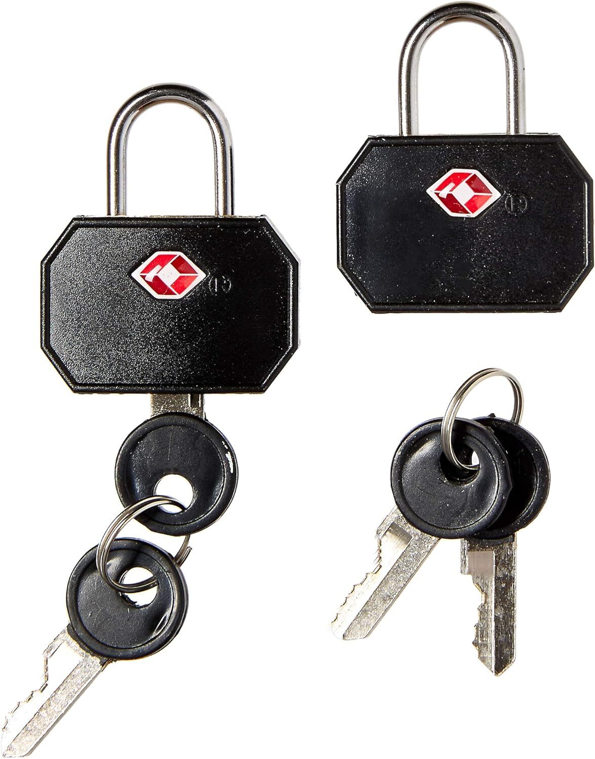 1 Pack of 2 Lewis N. Clark TSA Key Locks Luggage Travel Padlock Keyed - Black V563-LCTSA14-BLK