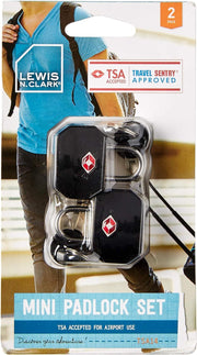 1 Pack of 2 Lewis N. Clark TSA Key Locks Luggage Travel Padlock Keyed - Black V563-LCTSA14-BLK