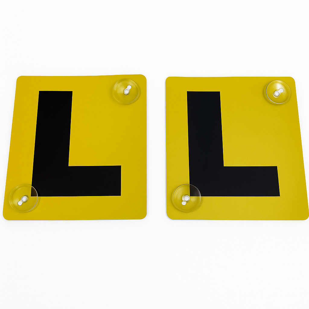 2x LEARNER L PLATES Suction Car Window Signs in Yellow/Black V563-LPLATES-YELBLK