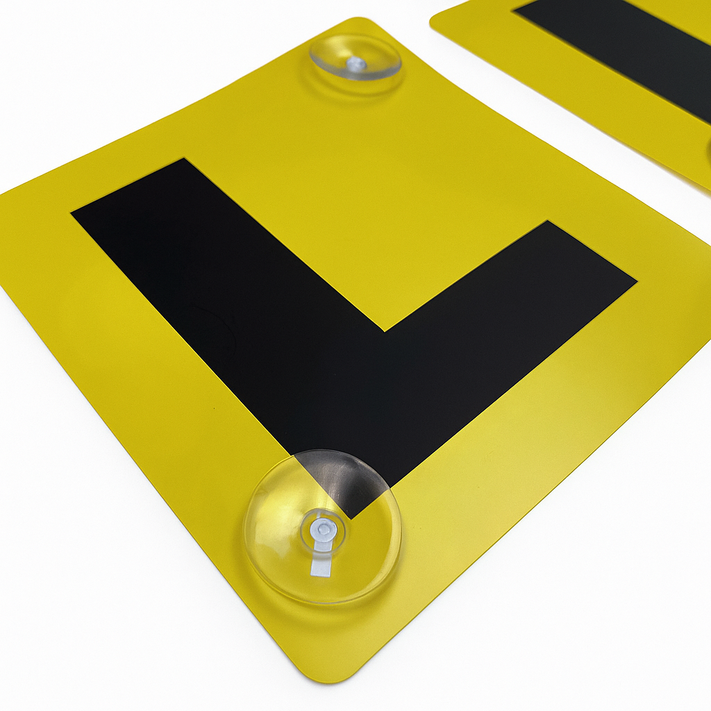 2x LEARNER L PLATES Suction Car Window Signs in Yellow/Black V563-LPLATES-YELBLK