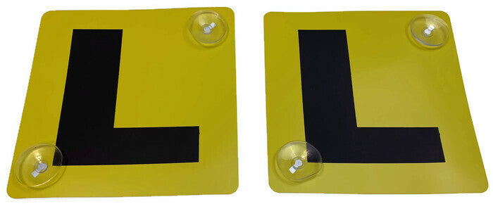 2x LEARNER L PLATES Suction Car Window Signs in Yellow/Black V563-LPLATES-YELBLK
