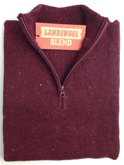 LAMBS WOOL KNIT JUMPER Pullover Mens Sweater Knitted Half Zip Crew Neck S-XXL - Half Zip - Deep Red (31) - M V563-LWKJMPR-HLFZP-DPRED31-M
