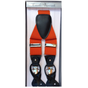 Mens Premium Convertible Suspenders Braces Clip On Elastic Y-Back Traditional Leather Tab - Orange V563-LXRYSUSPENDERS-ORNG