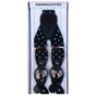 Mens Premium Convertible Suspenders Braces Clip On Elastic Y-Back Traditional Leather Tab - Polka Black/White V563-LXRYSUSPENDERS-PLKBLKWHT