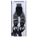 Mens Premium Convertible Suspenders Braces Clip On Elastic Y-Back Traditional Leather Tab - Polka Grey/Black V563-LXRYSUSPENDERS-PLKGRYBLK