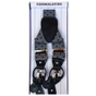 Mens Premium Convertible Suspenders Braces Clip On Elastic Y-Back Traditional Leather Tab - Polka Grey/Black V563-LXRYSUSPENDERS-PLKGRYBLK