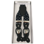 Mens Premium Convertible Suspenders Braces Clip On Elastic Y-Back Traditional Leather Tab - Polka Navy/White V563-LXRYSUSPENDERS-PLKNVYWHT