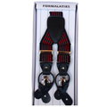 Mens Premium Convertible Suspenders Braces Clip On Elastic Y-Back Traditional Leather Tab - Stripe Black/Red V563-LXRYSUSPENDERS-STRBLKRED
