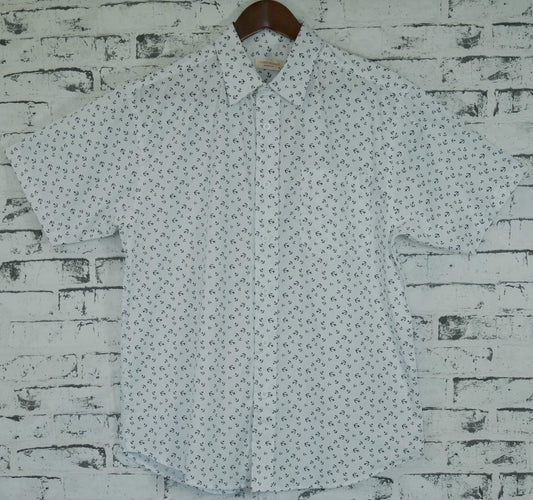 Mens MARINE ANCHOR SHIRT 100% COTTON Surf Party Short Sleeve Vintage S-6XL - White - 3XL V563-MARINESHT-WHT-3XL