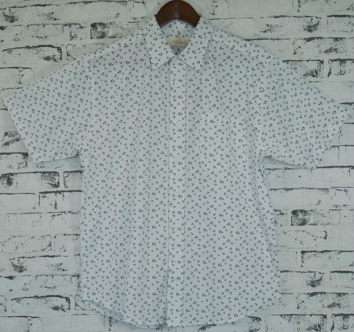 Mens MARINE ANCHOR SHIRT 100% COTTON Surf Party Short Sleeve Vintage S-6XL - White - 3XL V563-MARINESHT-WHT-3XL