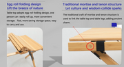 Folding Camping Table Bamboo Roll Up Portable Outdoor Picnic BBQ Desk Beach V563-MD-020MN