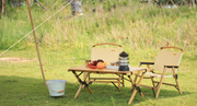 Folding Camping Table Bamboo Roll Up Portable Outdoor Picnic BBQ Desk Beach V563-MD-020MN