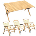 3 Chairs & 1 Table Set Bamboo Camping Folding Portable Outdoor Picnic Travel BBQ V563-MD-020MN_019M-NW__SET3