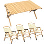 3 Chairs & 1 Table Set Bamboo Camping Folding Portable Outdoor Picnic Travel BBQ V563-MD-020MN_019M-NW__SET3