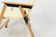 4x Bamboo Canvas Foldable Outdoor Camping Chair Wooden Picnic Park - Khaki/Beige V563-MD019M-NW_4X