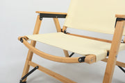 4x Bamboo Canvas Foldable Outdoor Camping Chair Wooden Picnic Park - Khaki/Beige V563-MD019M-NW_4X