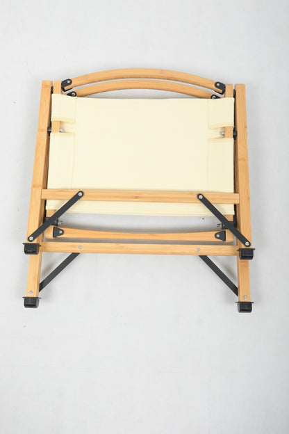 4x Bamboo Canvas Foldable Outdoor Camping Chair Wooden Picnic Park - Khaki/Beige V563-MD019M-NW_4X