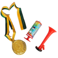 1st Gold Medal Winner + Air Horn Party Set School Sports Day Olympics Ribbon V563-MEDALHORNPARTYSET