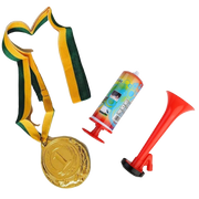 1st Gold Medal Winner + Air Horn Party Set School Sports Day Olympics Ribbon V563-MEDALHORNPARTYSET