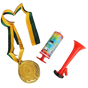 1st Gold Medal Winner + Air Horn Party Set School Sports Day Olympics Ribbon V563-MEDALHORNPARTYSET