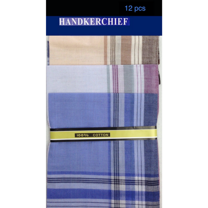 Mens HANDKERCHIEFS 100% Cotton Pocket Square Hanky Handkerchief 35x35cm - 12 Hankies V563-MENSHANDKERCHIEFS-3PK