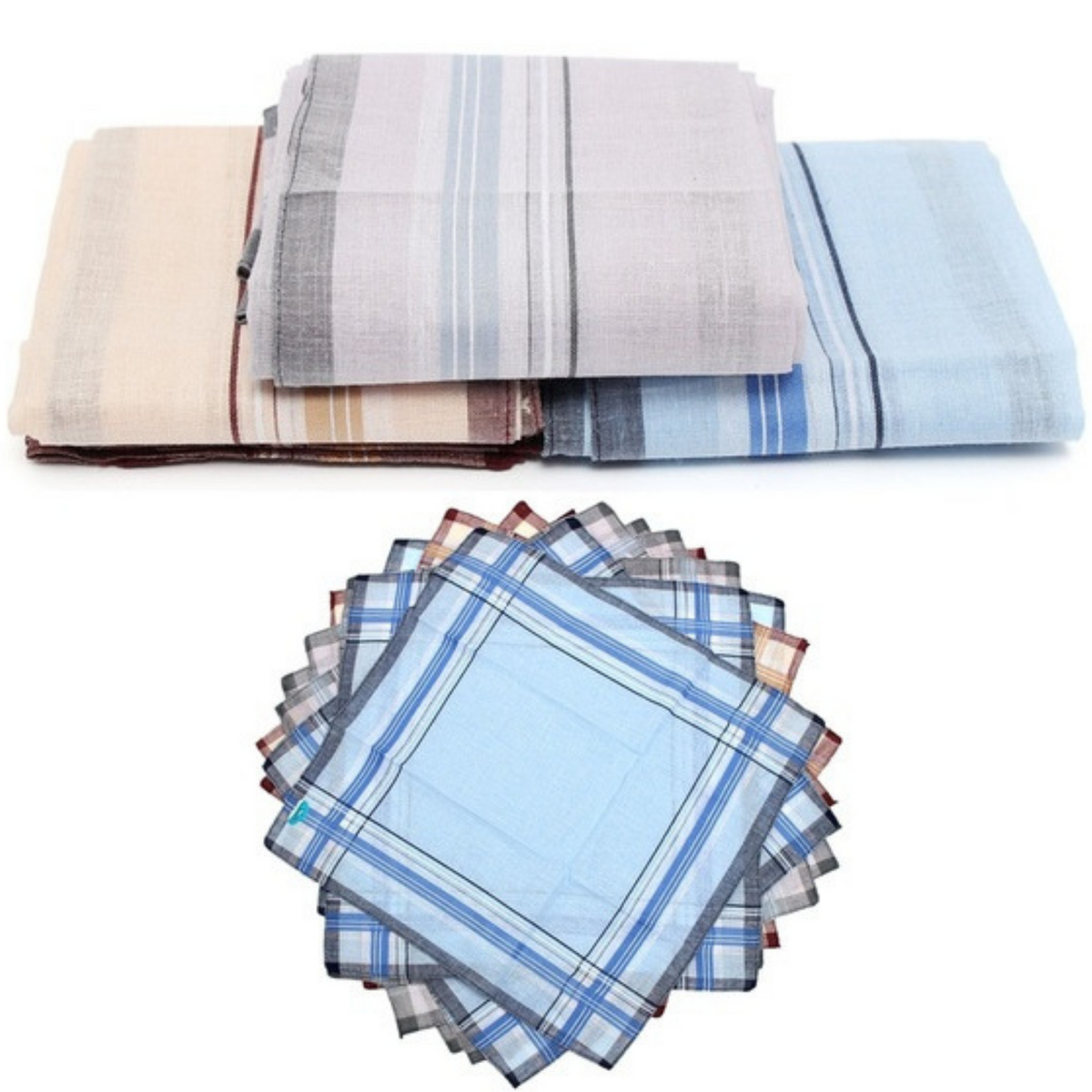 Mens HANDKERCHIEFS 100% Cotton Pocket Square Hanky Handkerchief 35x35cm - 36 Hankies V563-MENSHANDKERCHIEFS-9PK
