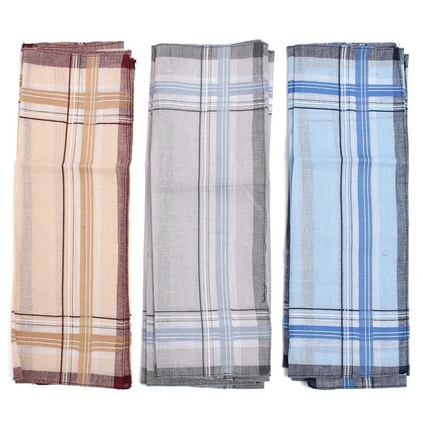 Mens HANDKERCHIEFS 100% Cotton Pocket Square Hanky Handkerchief 35x35cm - 36 Hankies V563-MENSHANDKERCHIEFS-9PK