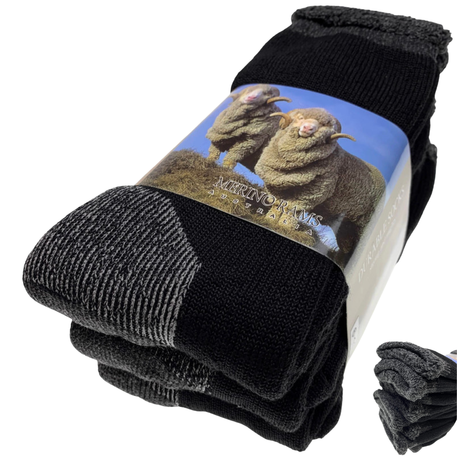 3 Pairs Heavy Duty Merino Wool Work Socks Extra Thick Cushion (Size 11-14) V563-MERINOSOCKS-11_14-1PK