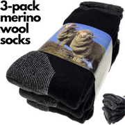 3 Pairs Heavy Duty Merino Wool Work Socks Extra Thick Cushion (Size 11-14) V563-MERINOSOCKS-11_14-1PK