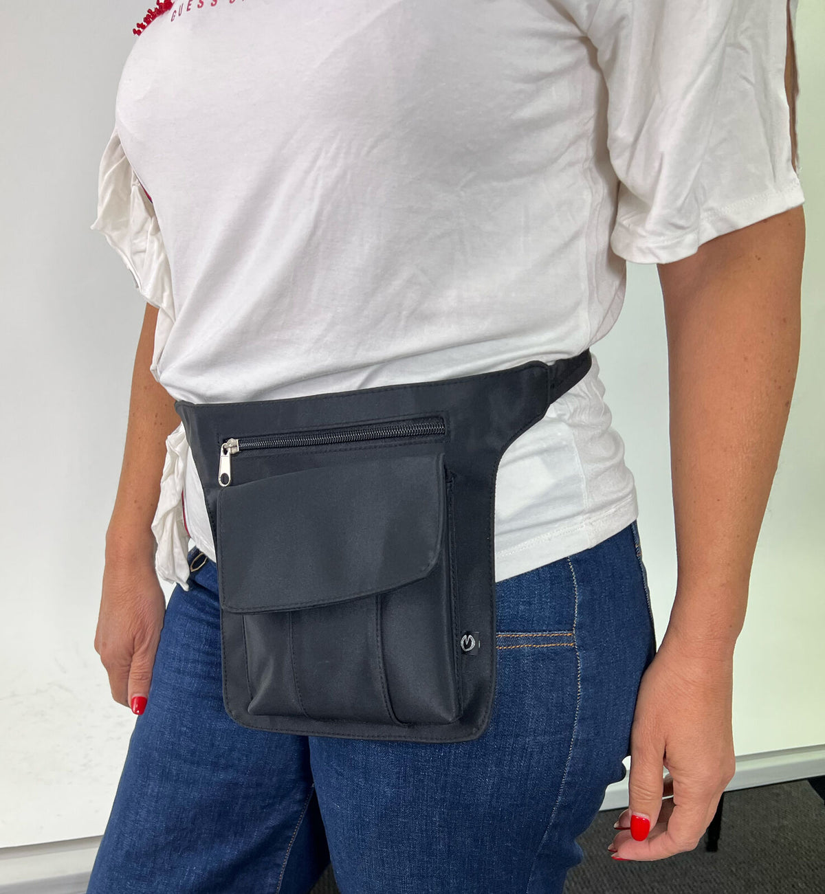 Milleni Waist Bag Utility Travel Belt Bum Bag Adjustable Strap w/ Zipper in Black V563-MF2968-BLK