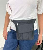Milleni Waist Bag Utility Travel Belt Bum Bag Adjustable Strap w/ Zipper in Black V563-MF2968-BLK