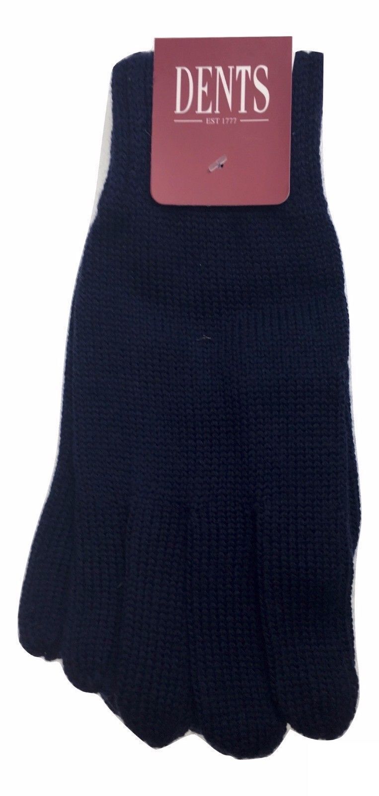 100% PURE WOOL GLOVES Winter Snow Ski Plain Knit Knitted Warm Plain - Navy V563-MK341-NVY