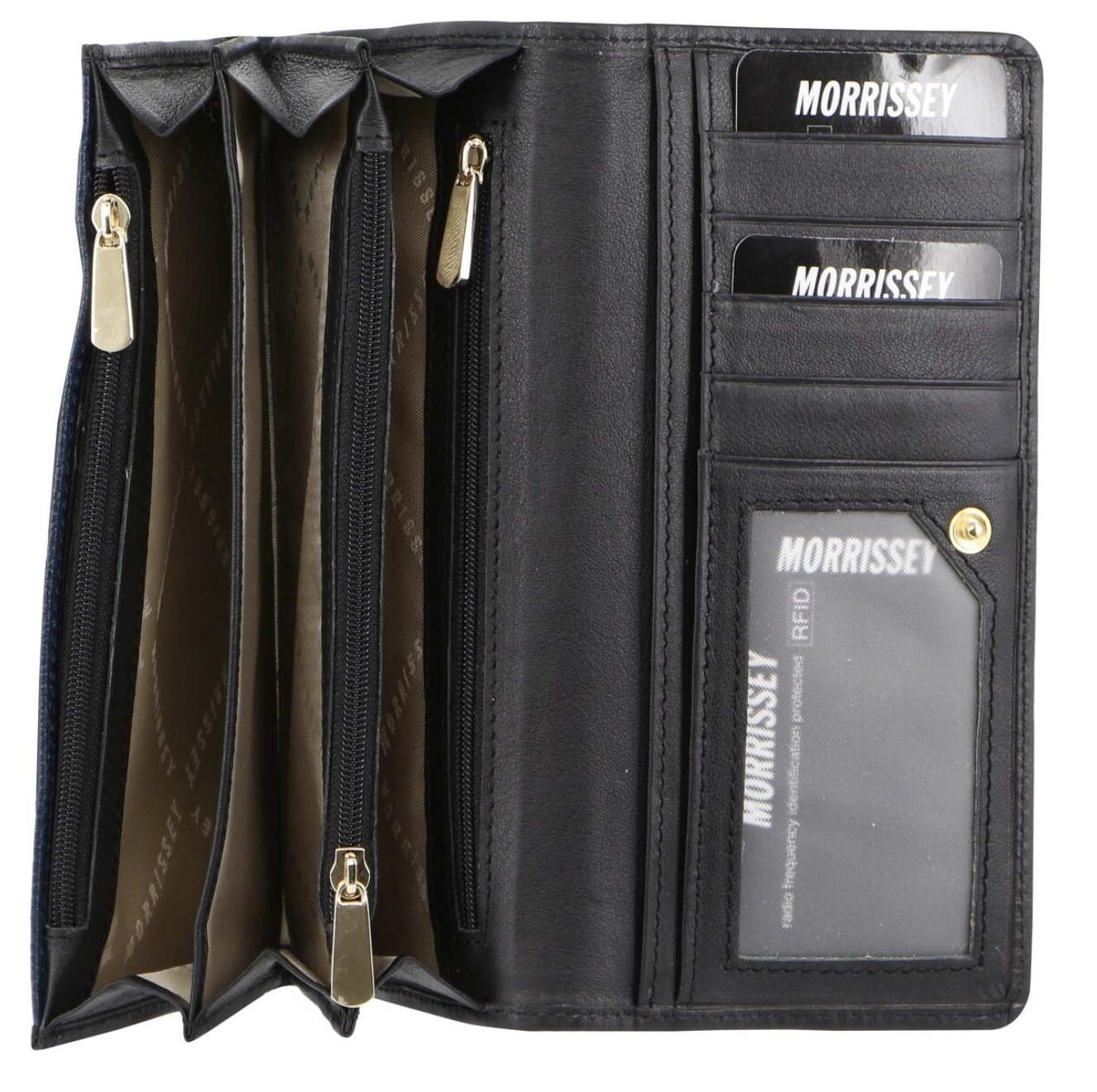 Morrissey Italian Structured Leather Flap Over Ladies Wallet - Navy V563-MO-3034-NAVY