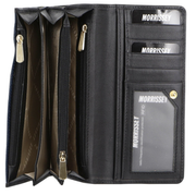 Morrissey Italian Structured Leather Flap Over Ladies Wallet - Navy V563-MO-3034-NAVY