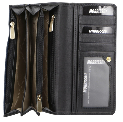 Morrissey Italian Structured Leather Flap Over Ladies Wallet - Navy V563-MO-3034-NAVY