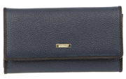 Morrissey Italian Structured Leather Flap Over Ladies Wallet - Navy V563-MO-3034-NAVY