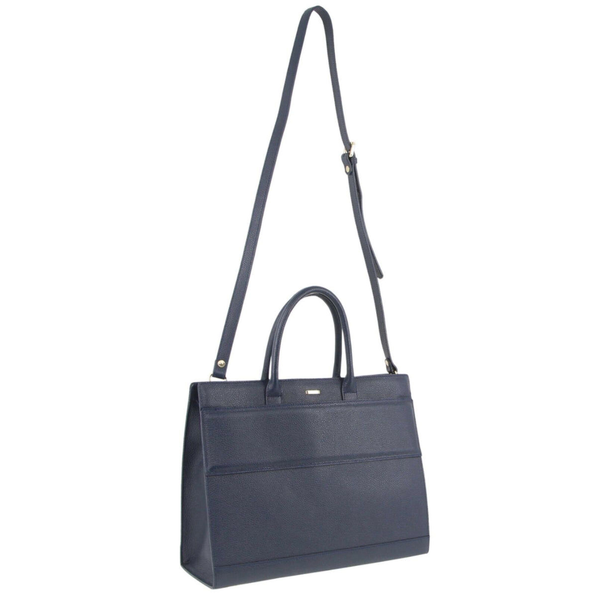 Morrissey Italian Structured Leather Tote Unisex Computer Bag Handbag - Navy V563-MO-3158_NVY