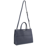 Morrissey Italian Structured Leather Tote Unisex Computer Bag Handbag - Navy V563-MO-3158_NVY