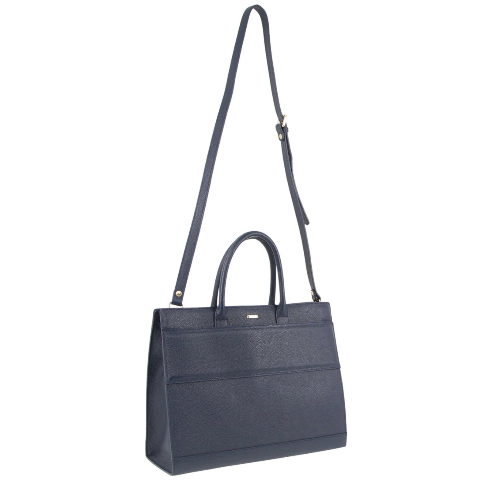 Morrissey Italian Structured Leather Tote Unisex Computer Bag Handbag - Navy V563-MO-3158_NVY