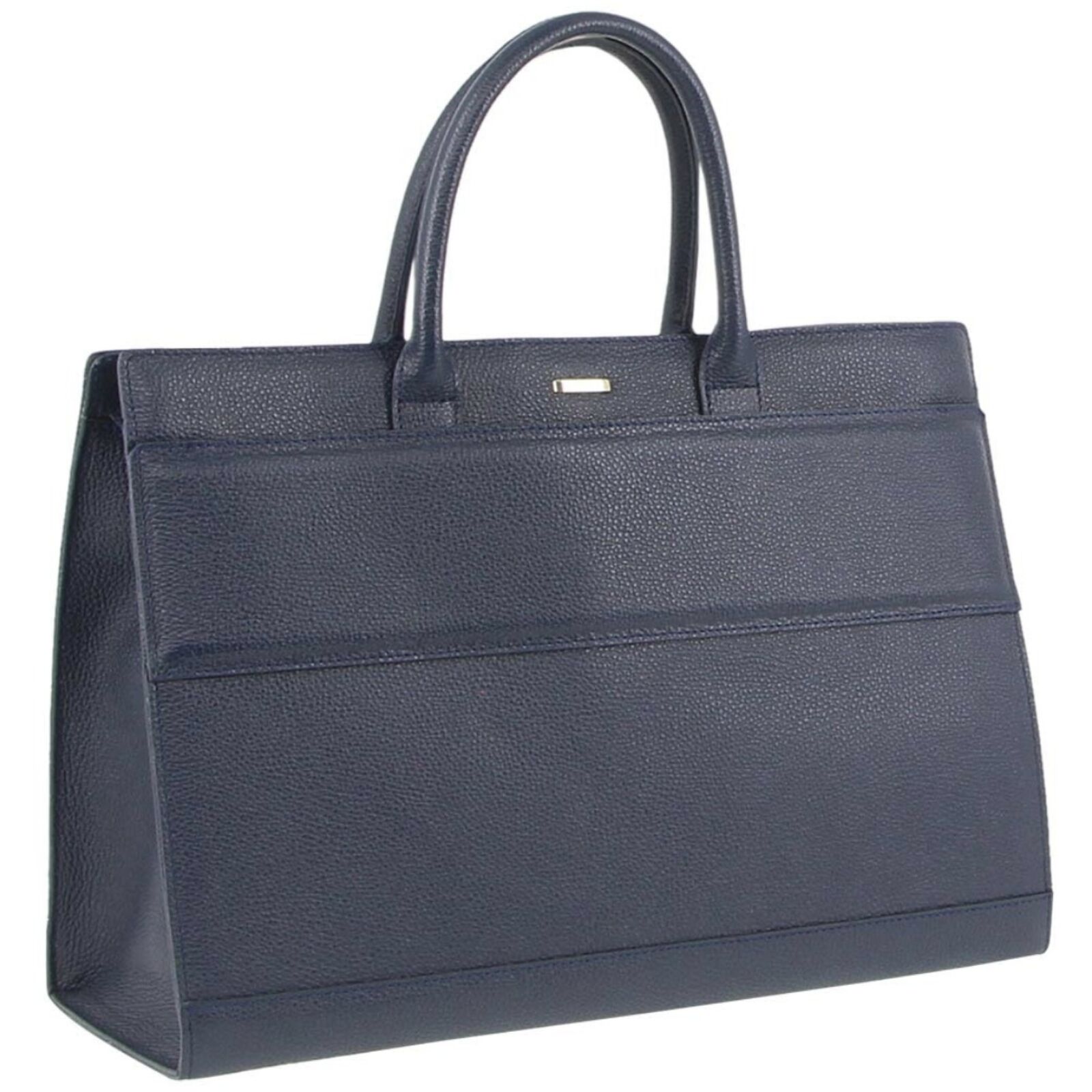 Morrissey Italian Structured Leather Tote Unisex Computer Bag Handbag - Navy V563-MO-3158_NVY