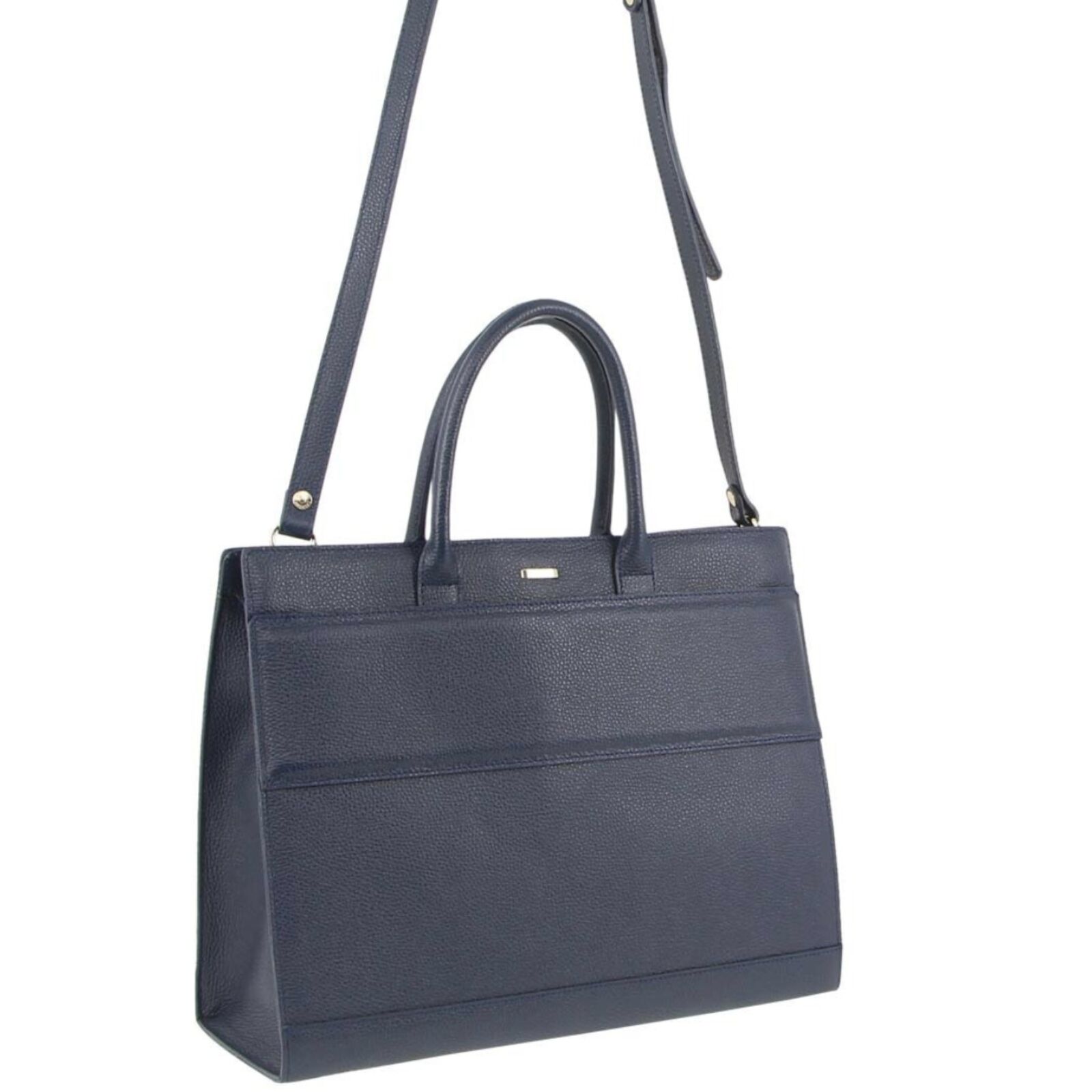 Morrissey Italian Structured Leather Tote Unisex Computer Bag Handbag - Navy V563-MO-3158_NVY