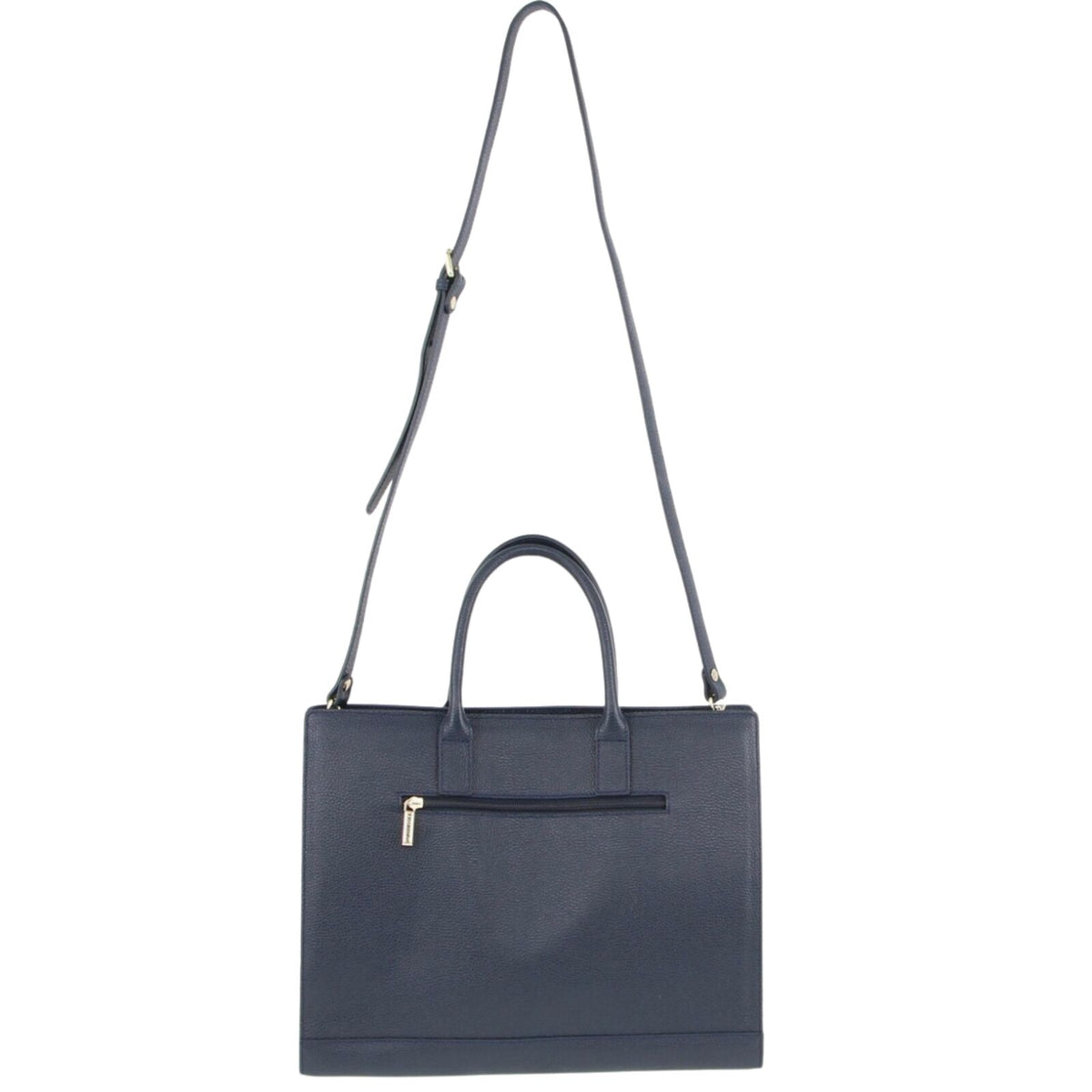 Morrissey Italian Structured Leather Tote Unisex Computer Bag Handbag - Navy V563-MO-3158_NVY